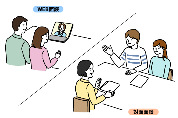 イメージ：対面面談とWEB面談のイラスト